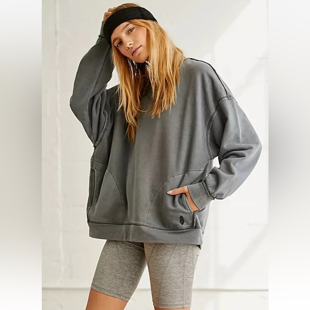 Free People Movement Metti Crew Sweatshirt Dark Slate Size Small